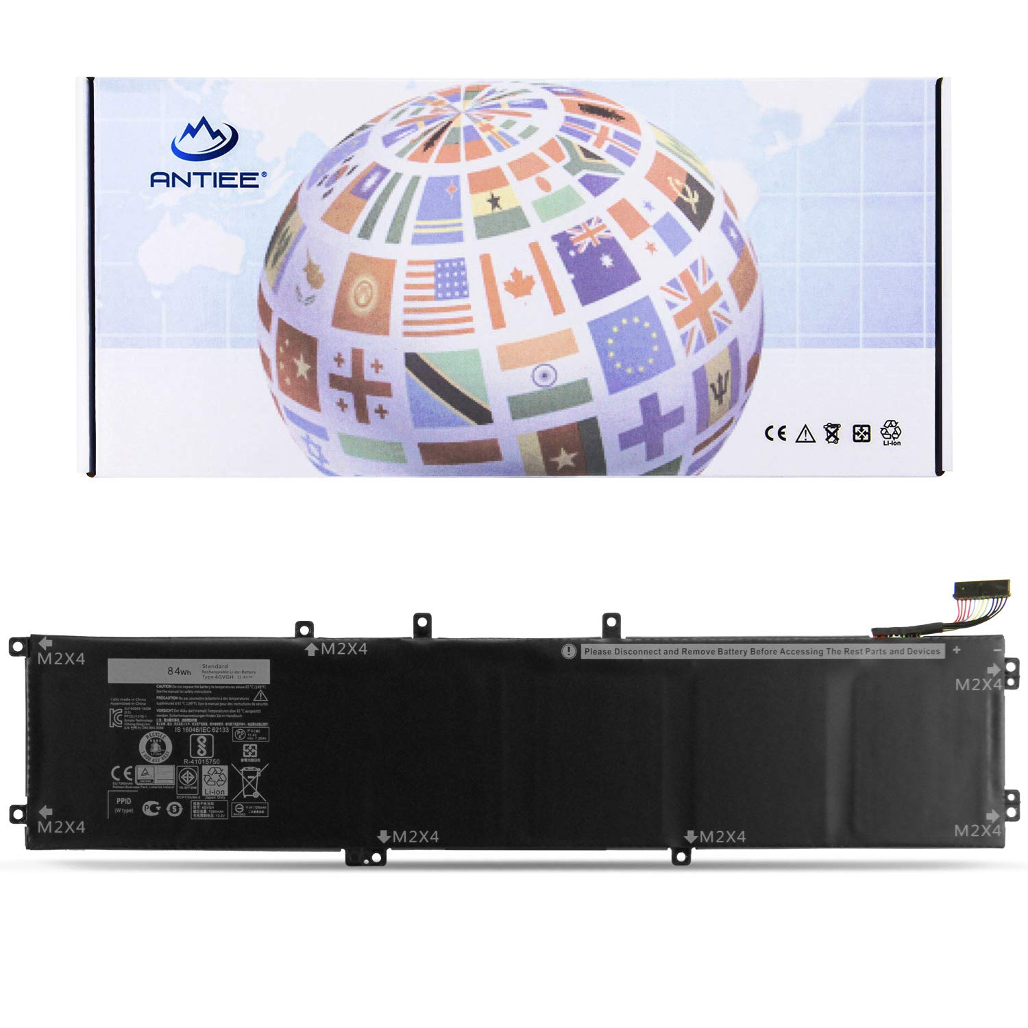 New 4GVGH Laptop Battery for Dell XPS 15 9550 Precision 15 5510 Mobile Workstation Series Notebook 1P6KD 0T453 High Capacity 84Wh 6-Cell 11.4V by ANTIEE