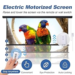 Motorized Projector Screen Pull Down 100 Inch 16:9