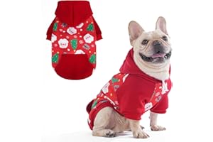 KOOLTAIL Christmas Dog Hoodie for Small Medium Large Dogs - Warm Clothes with Leash Hole, Soft Winter Pet Sweater Hat Hooded Sweatshirt, Clod Weather Coat Outfit for Puppy Cat Girls Boys Red Green, M
