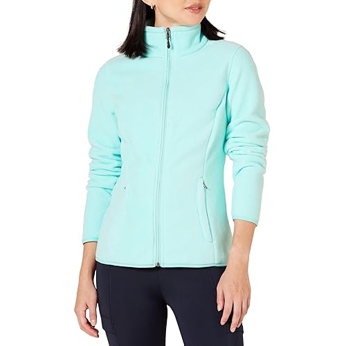 Amazon Essentials Women's Classic-Fit Full-Zip Polar Soft Fleece Jacket (Available in Plus Size), Aqua Blue, Large