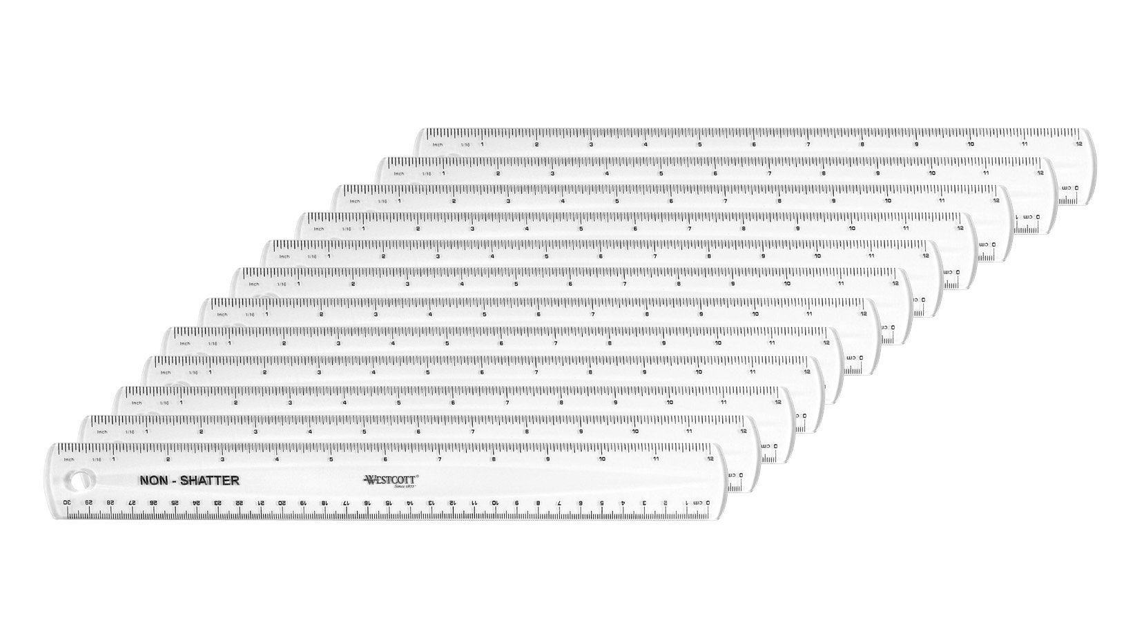 Westcott E-10120 00 Kunststofflineal unbreakable, 30 CM, Pack of 12