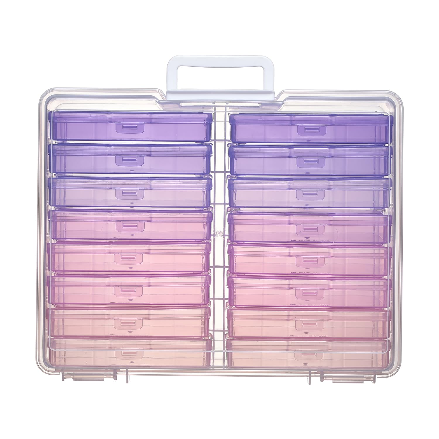Photo 1 of Party Club of America 4"x6" Photo Storage Box with Handle Photo Case Craft Keeper Picture Storage Containers 16 Inner Photo Organizer Large Gradient Pink-Purple Series