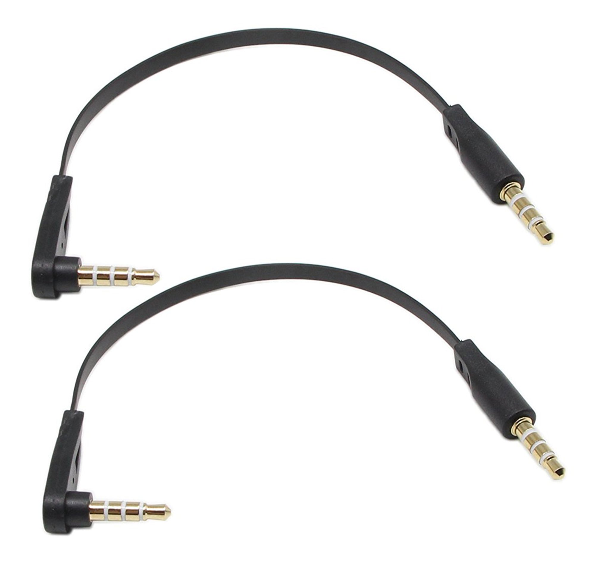 zdyCGTime 3.5mm audio cable, Right Angle 4-pole 1/8" 3.5mm Stereo Plug/Male to Straight 4-pole 1/8" 3.5mm Stereo Plug/Male Aux Headphone Cable-0.5feet