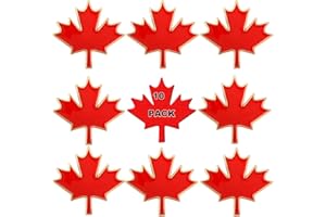 Rhungift 10 Pack Proudly Canada Pins Maple Leaf Jewelry Quality Gold Enamel Canadian National Flag Lapel Pins