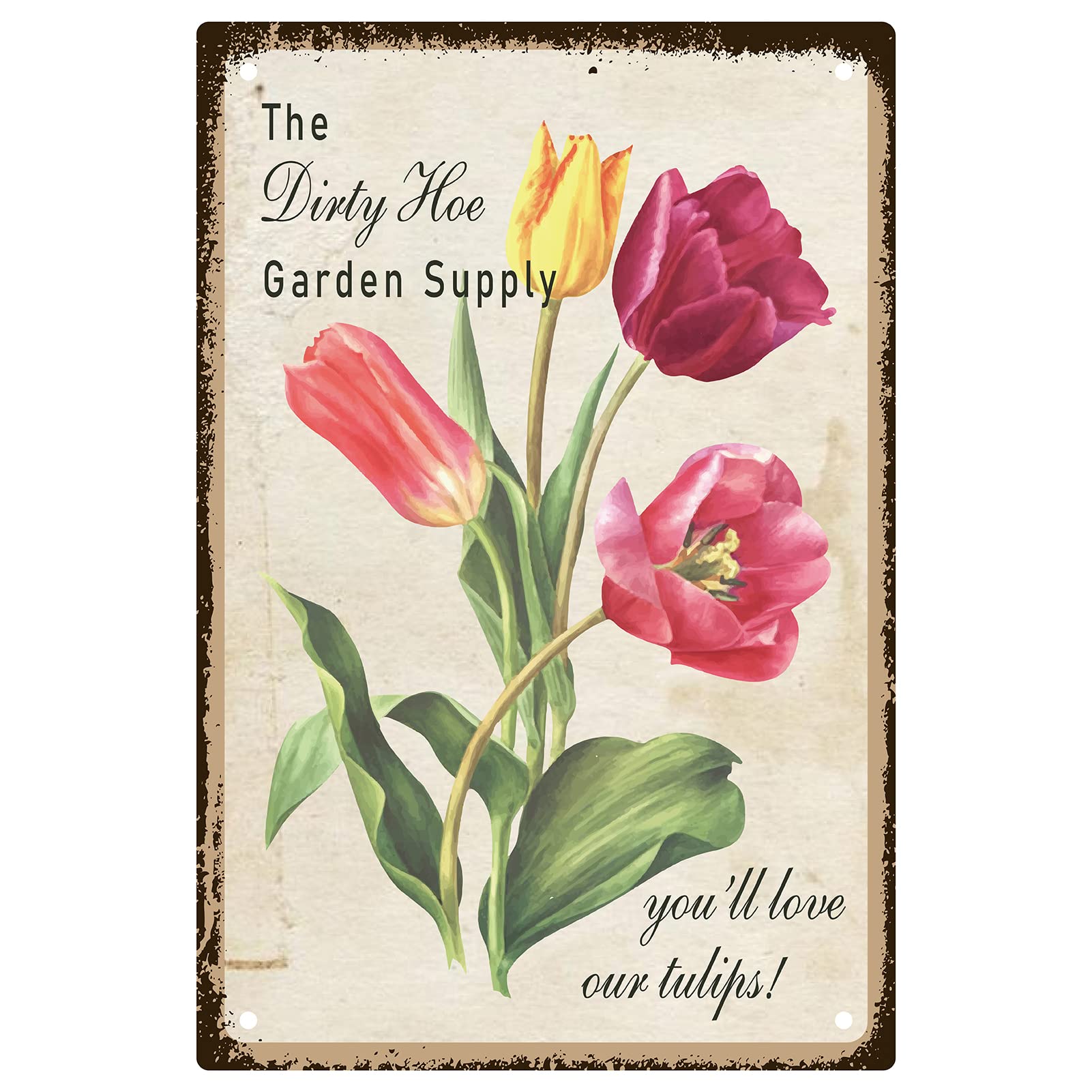 CREATCABIN Metal Tin Sign Vintage Flowers Hanging Wall Art Decor Retro Funny Painting Plate Plaques with Quotes for Garden Home Bedroom Living Room Farmhouse Garden Yard Office Cafe Pub Bar 8 x 12inch