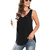Jouica Women's Summer Sleeveless Chiffon Blouse Business Casual Tank Flowy Tops for Women