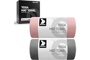 RollingBunny Yoga Mat Towel - Non-Slip Microfiber for Hot Yoga & Pilates | Super Absorbent, Lightweight & Machine Washable 72"x25" (Pink + Gray)