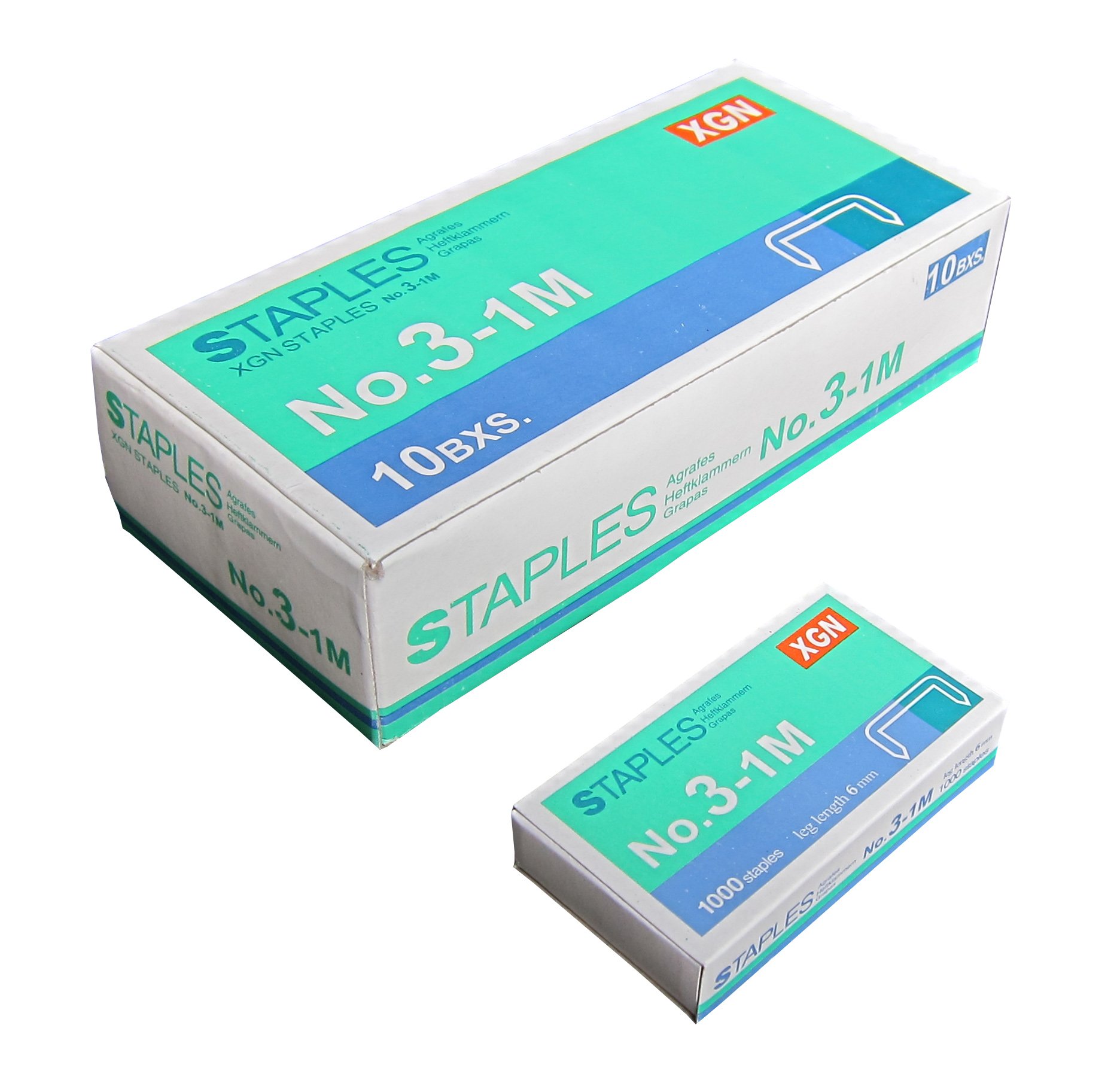 FITOOL Desktop Staples, Galvanised, 1/4" x 1/2", Silver, 10000PCS (10 Boxes, 50/Stick, 1000/Box), NO.3-1M(24/6), Compatible with Most Desktop Staplers