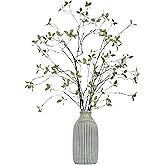 Lcuasc 5pcs Artificial Ficus Branches 33.3 Inch Faux Ficus Stems Greenery Plants for Vase Filler Decoration, Fake Leaves Branches Centerpieces Decor (Gray Green)