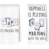 ERYBHKRTYH Mahjong Gifts Kitchen Towels - Mahjong Waffle Decorative Dish Towels, Mah Jong Gift Hand Towel, Mah Jong Gifts for Women Tea Towel, 16x24 Inches Set of 2