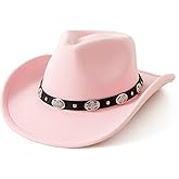 Jastore Kids Cowboy Hats Boys Girls Western Style Cowgirl Hat Wide Brim Classic Felt Fedora Hat