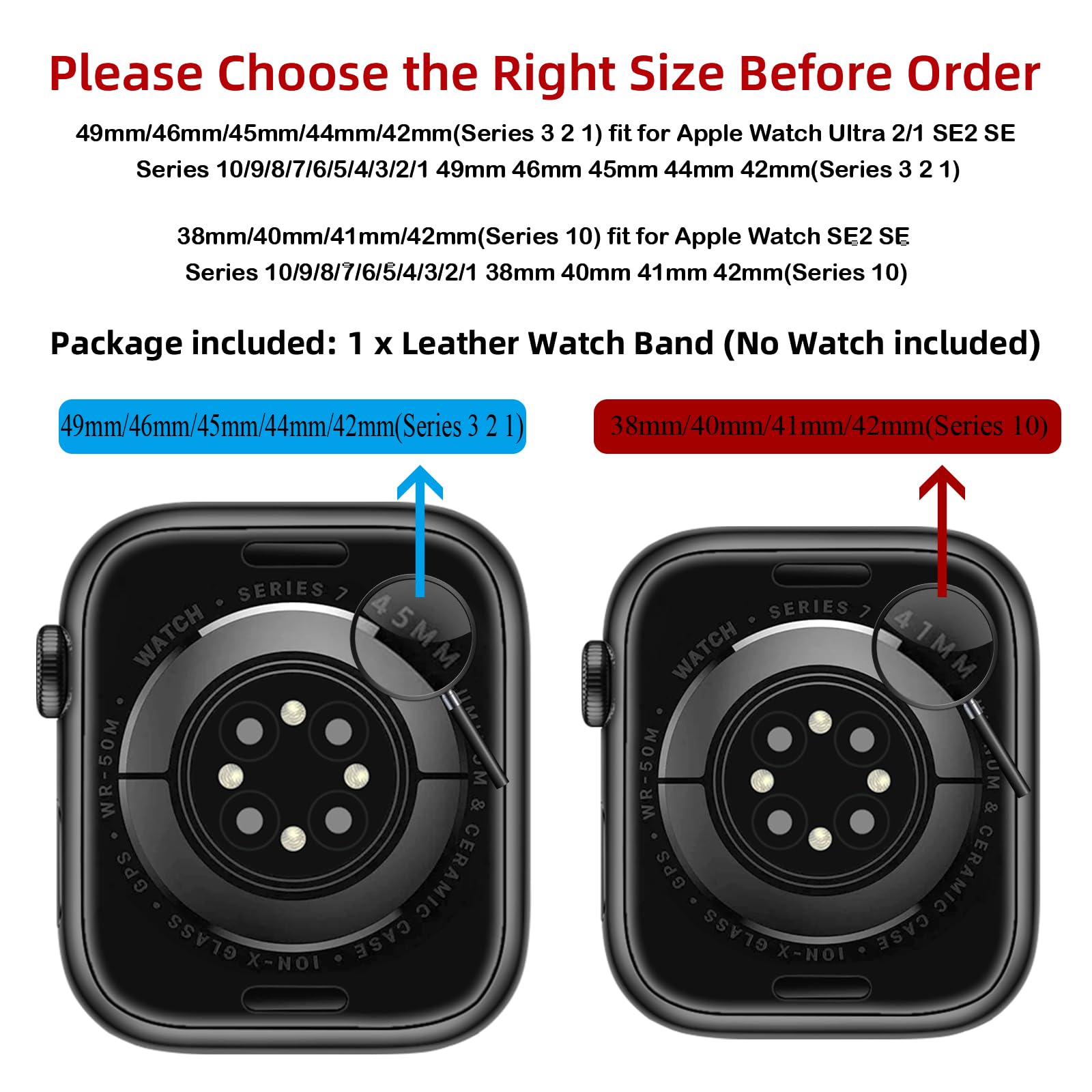 OUHENG Leather Bands Compatible with Apple Watch Band 49mm/46mm/45mm/44mm/42mm, Genuine Leather Strap for iWatch Ultra 2/1 SE Series 10 9 8 7 6 5 4 3 2 1 (Retro Brown/Black)