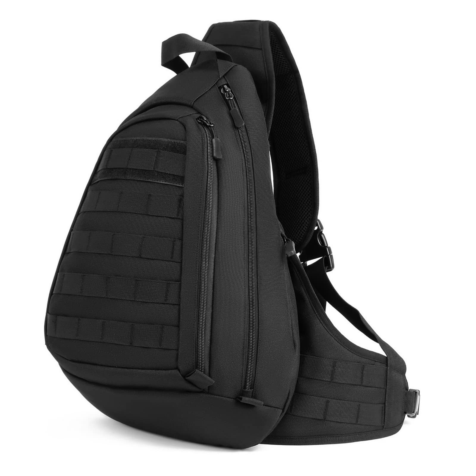 HUNTVP Tactical Military Chest Backpack Crossbody Sling Pack Molle Rucksack Large Laptop Daysack for Camping Cycling Riding Hunting, Black