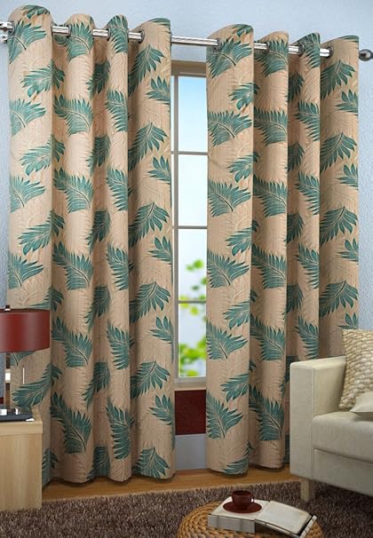 Homefab India Candy 2 Piece Polyester Curtain Set - 7ft, Aqua Blue