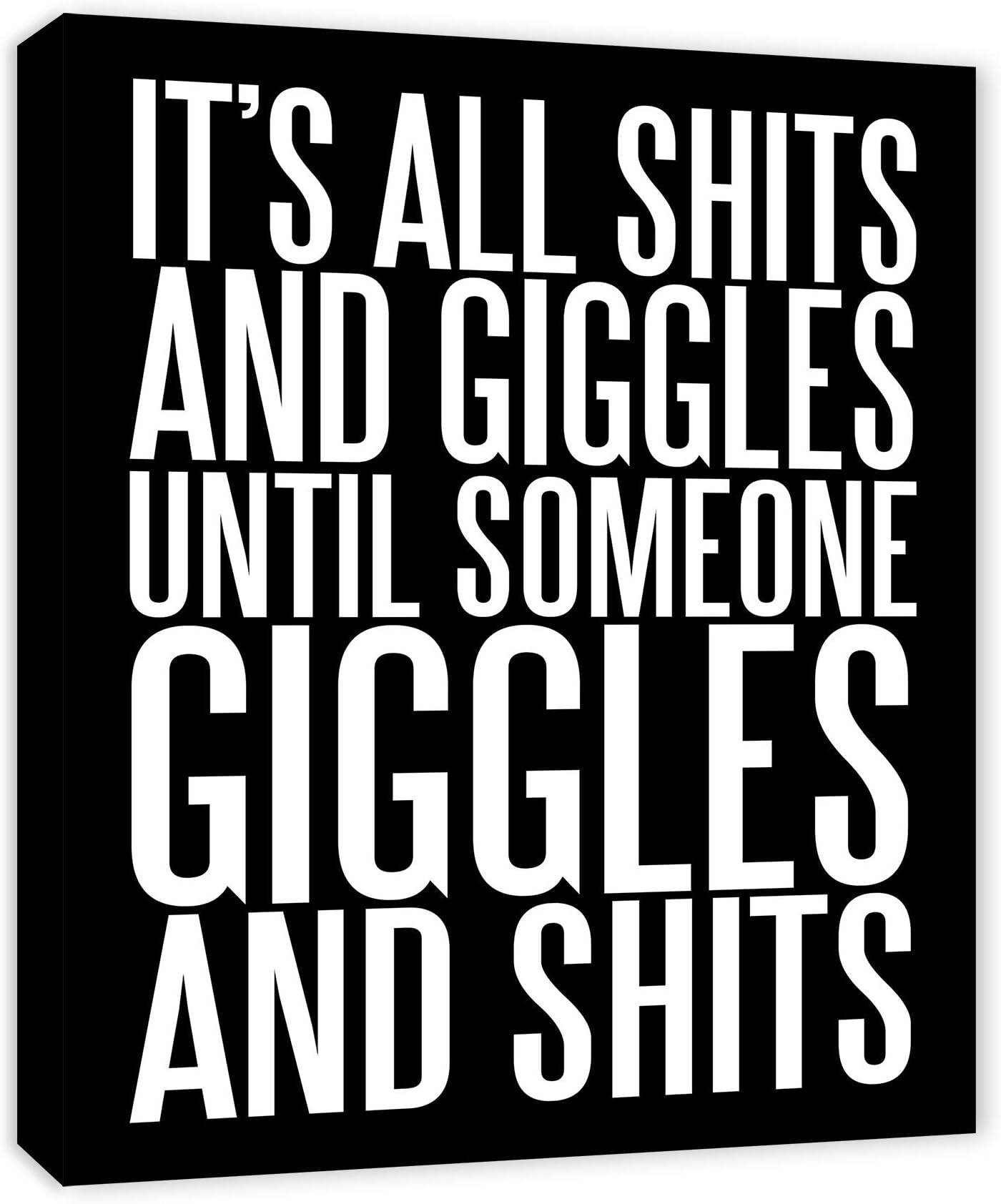 It's All Shits and Giggles - FRAMED - Funny Bathroom Wall Art, Gallery Wrap Inner Frame, Black, 7x9