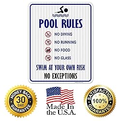 Pool Rules Sign, No Diving No Running No Food No