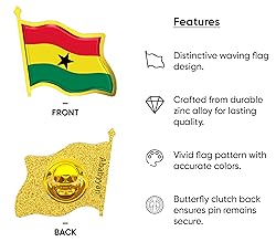 Ghana Flag Lapel Pin - Enamel Metal National Badge