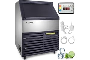 VEVOR 110V Commercial Ice Maker Machine 440LBS/24H ETL Approved Stainless Steel Ice Machine with 77LBS Bin, Air Cooling Professional Refrigeration Equipment, Scoop and Connection Hose Included