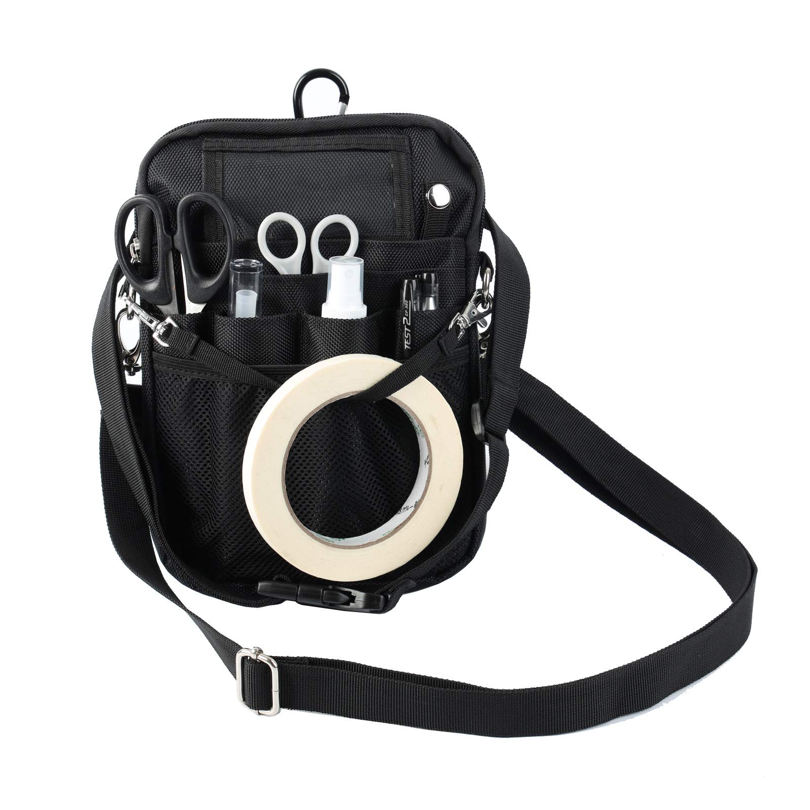 uxcellmo Nurse Organiser with 2 Sides, 12 Pockets, Medical Scissors Belt Pouch (Black)