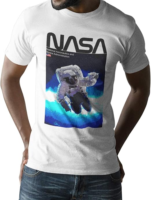 NASA Spaceman Graphic Men's White TShirt Amazon.co.uk Clothing