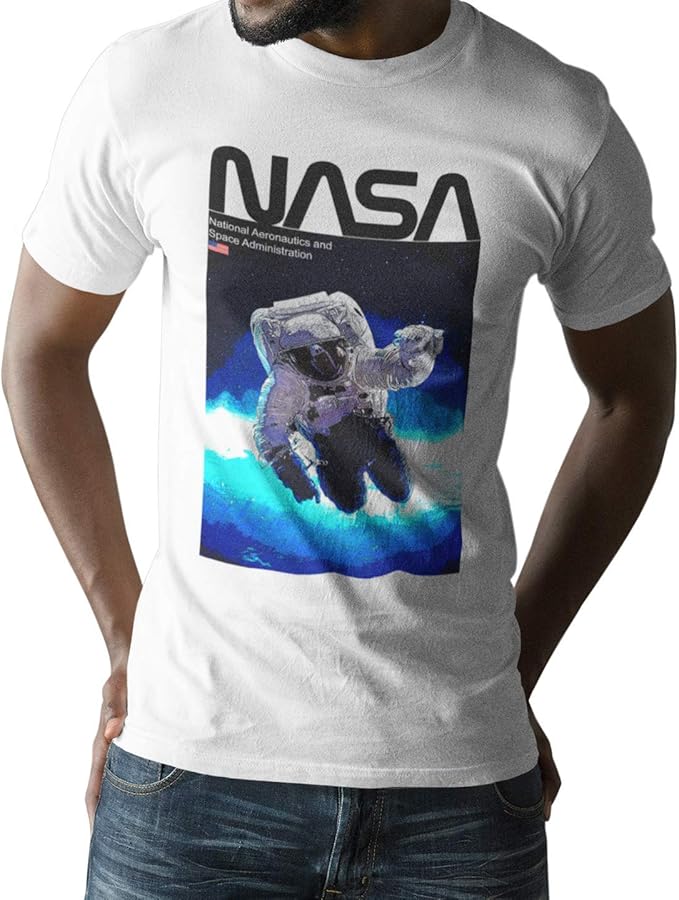 NASA Spaceman Graphic Men's White TShirt Amazon.co.uk Clothing