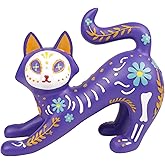 Needzo Day of The Dead Cat Dia De Los Muertos Figurine, Halloween Decor 7 x 6 Inches