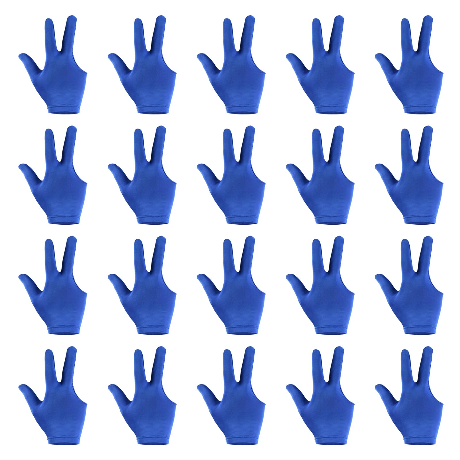 PATIKIL Breathable Pool Glove Spandex Left Hand, 30 Pcs 3 Fingers Anti Slip Billiard Accessories for Women Men Cue Shooter Snooker Sport, Blue