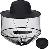 Sucrain Mosquito Head Net Hat Sun Hat Garden Bug Hat with Hidden Net Mesh for Outdoor Gardening Beekeeping