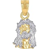 10kt Two-Tone Gold Unisex Textured Jesus Face Religious Charm Pendant