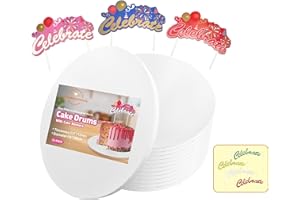 GoldenBakeryFamily 14 Inch Cake Drums,Smooth Edge Cake Board Round White(12-Pack) 1/2 Inch Thick,Sturdy Cake Boards for Birthday Wedding Heavy or Multi-Tiered Party Cakes