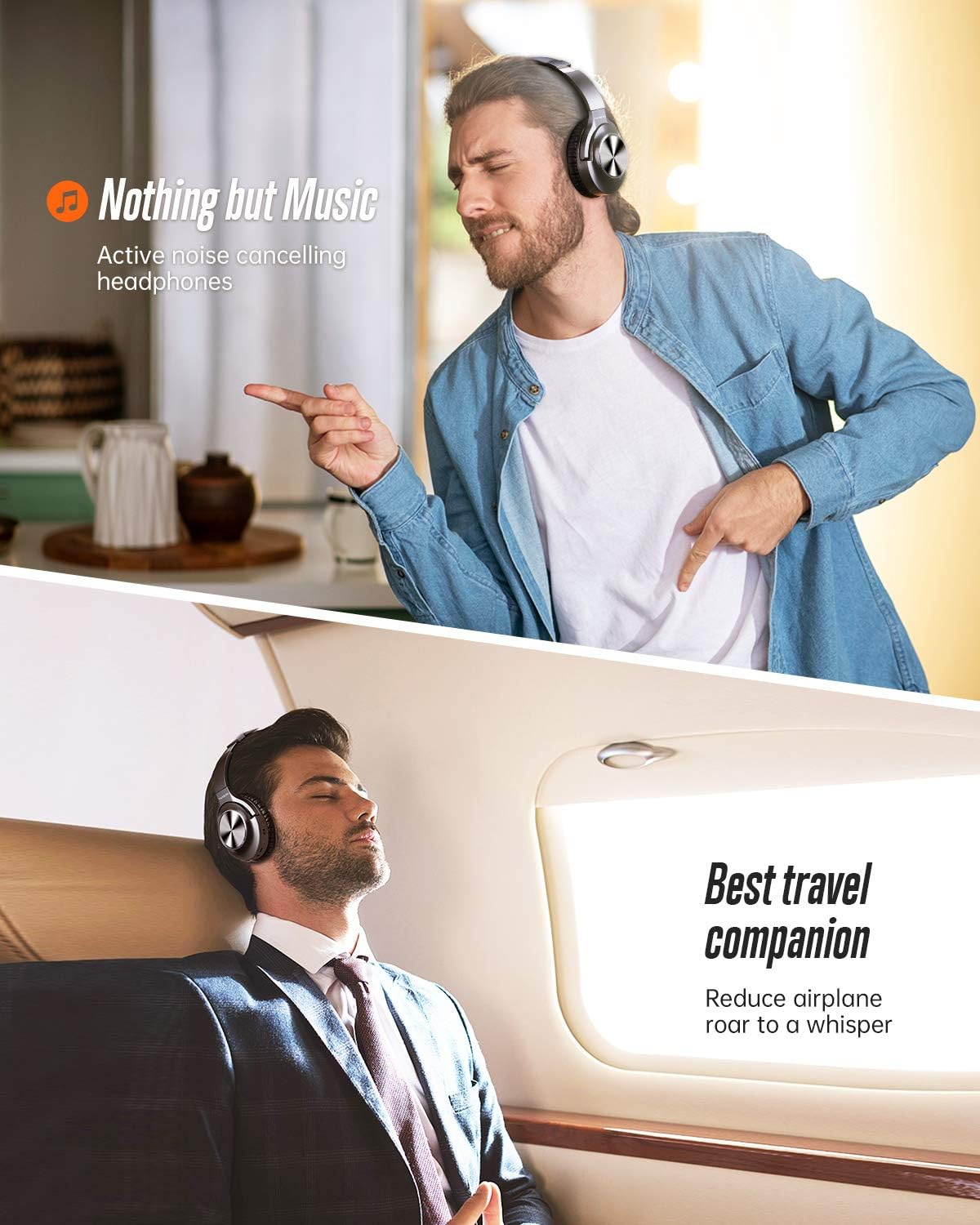 Active Noise Cancelling Headphones VANKYO C750 Bluetooth Headphones Over Ear with Microphone Wireless Headset Hi-Fi Stereo Deep Bass with 30H Playtime, Protein Earpads for Travel Work TV PC Cellphones: Home Audio & Theater
