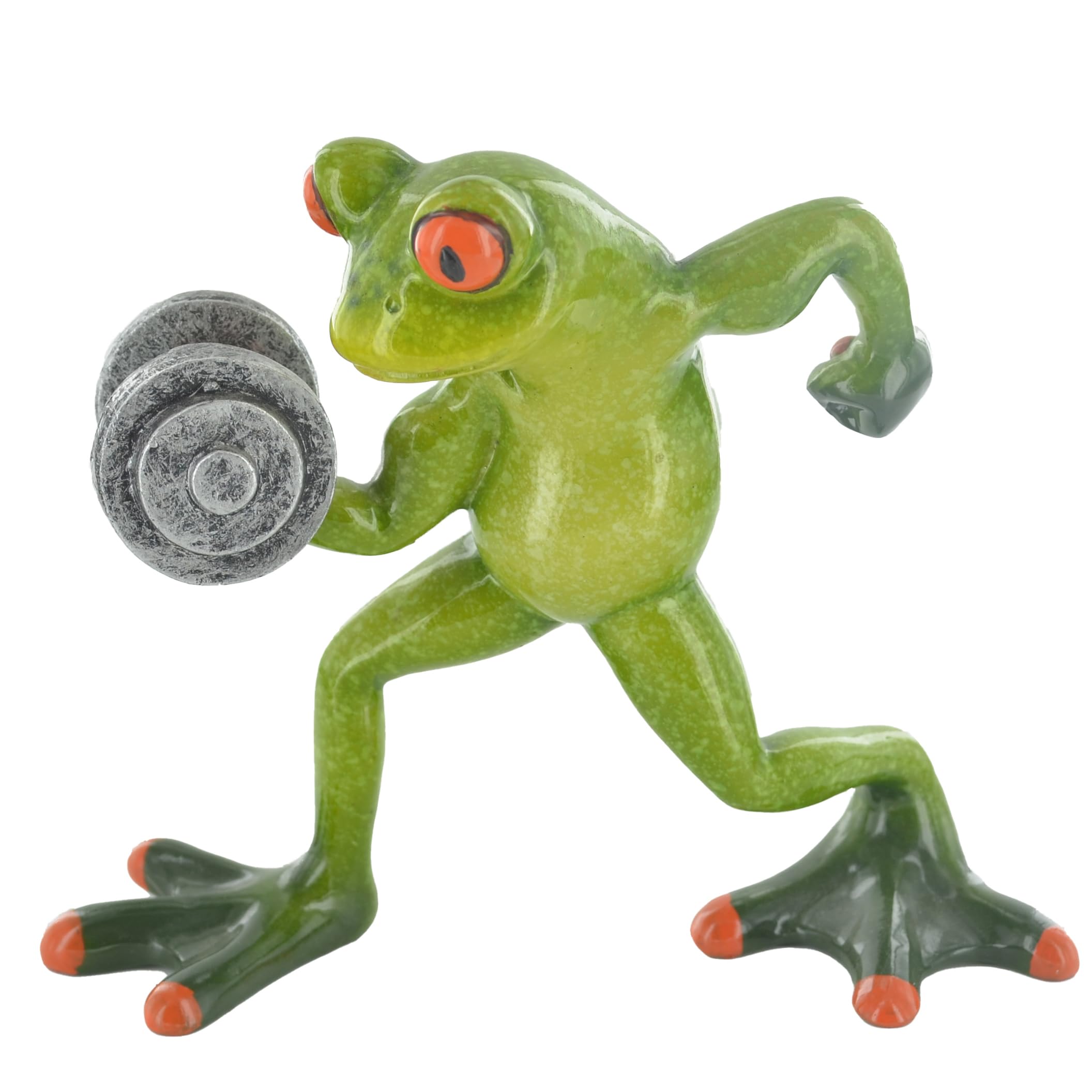 Comical Frog Weight Lifter Figurine