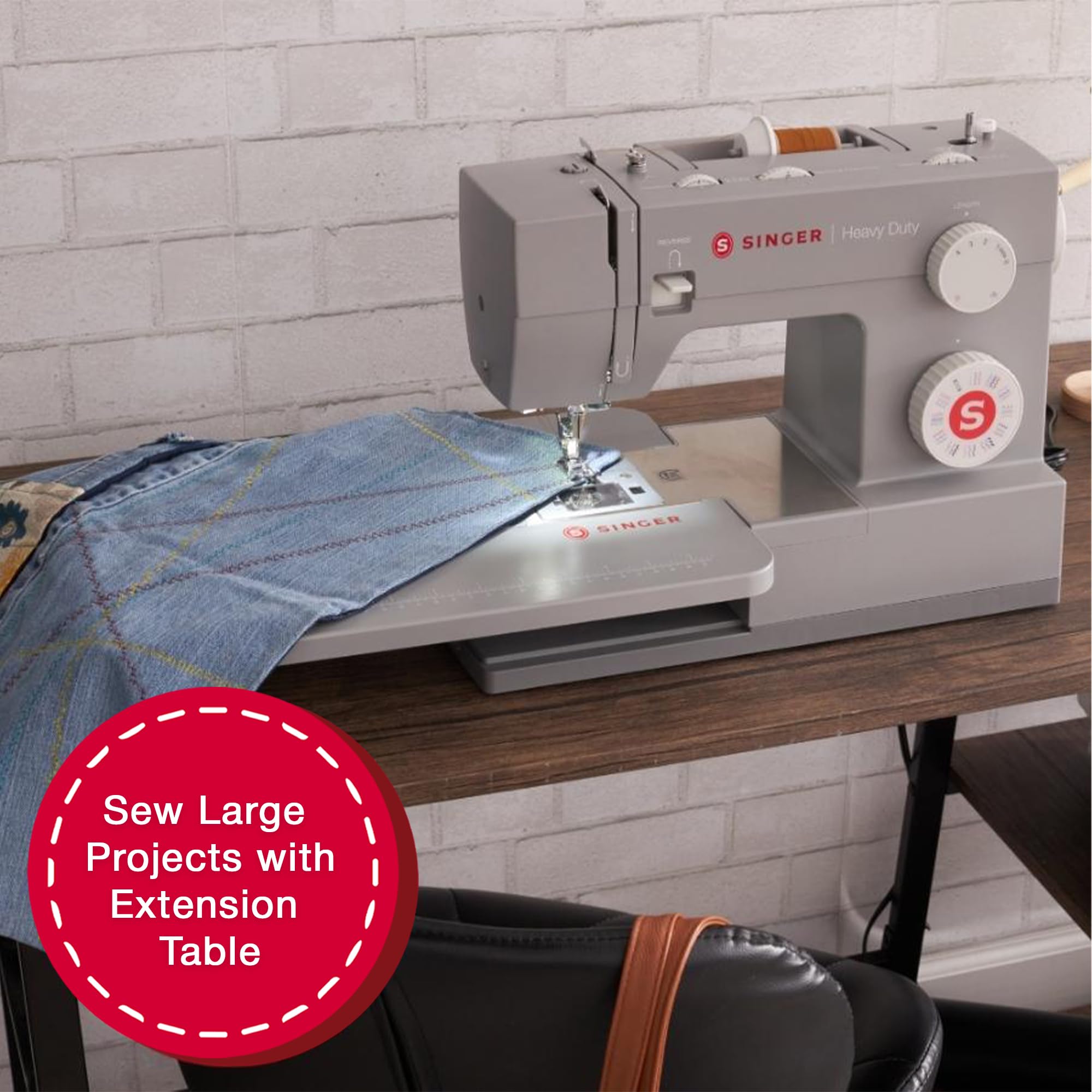 SINGER Gray Sewing Machines Extension Table for Heavy Duty Sewing Machines 4411, 4423, 4432, 4452, 5511, 5523, 5532, 6335 to sew Larger Projects with Ease, Professional Results, Foldable Leg