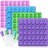 Large Gummy Bear Mold Silicone, 140 Cavity 5ML Gummy Candy Molds Bpa Free with 4 Droppers and Cleaning Brush, 1.15 Inches Eac