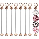 PATIKIL 8pcs Beadable Keychain Bar, Beadable Keychains Blanks Beaded Keychain Bar Bulk Key Chain Rod Making Charm for Beads Jewelry Making DIY Focal Bead Crafts Backpack, Rose Gold