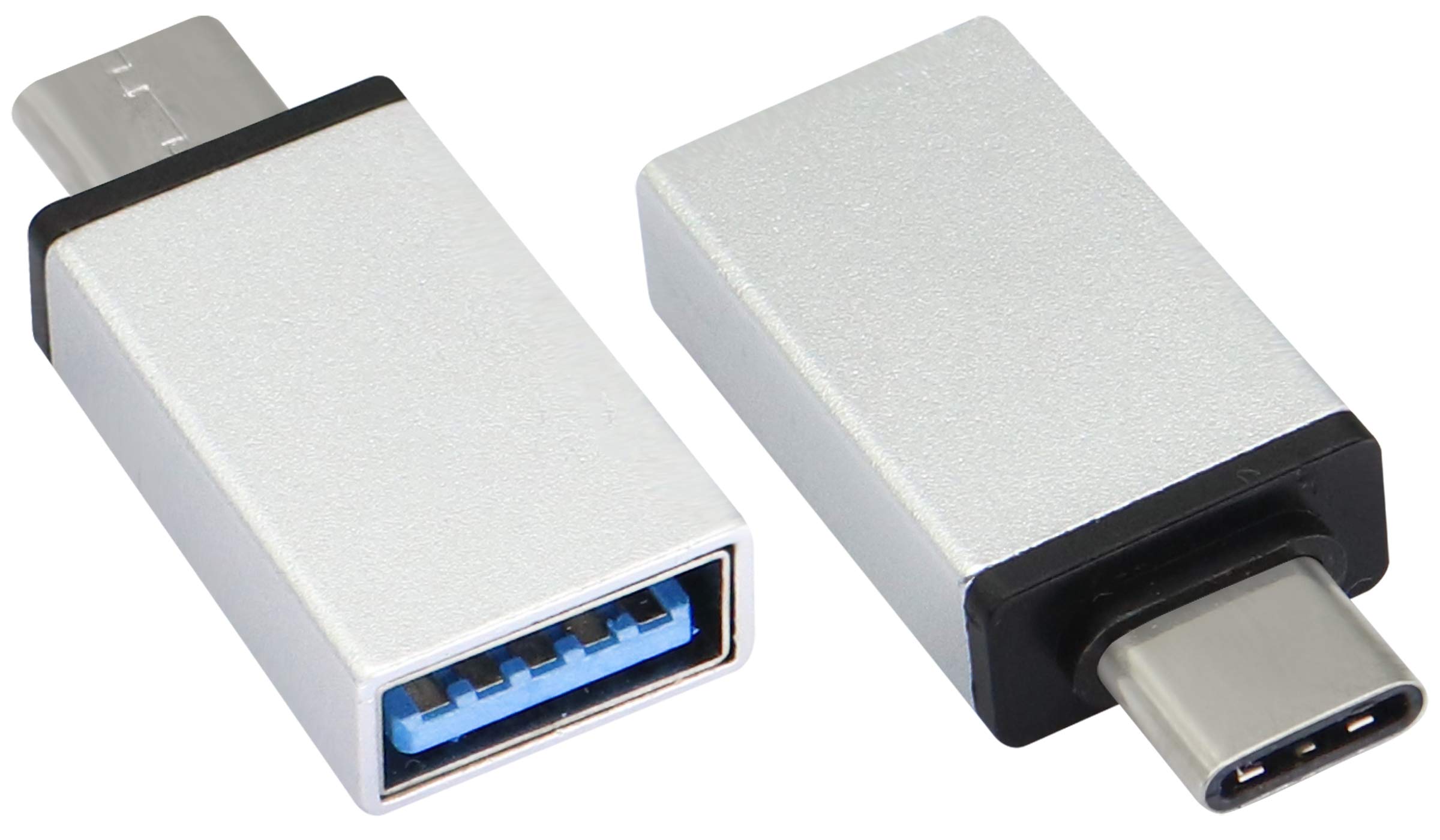 AAOTOKK Type C to USB 2.0 Adapter Aluminum Type C Male to USB A 2.0 Female Converter, On The Go (OTG) for Smartphone, Laptops,Mouse Keyboards, More USB and Type-C Devices (2 Pack-Silver)