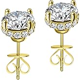 2 Carat Moissanite Stud Earrings for Women 2Ct with Certificate S925 Sterling Silver Earring Mother's Day Gift for Mom Mother Daughter