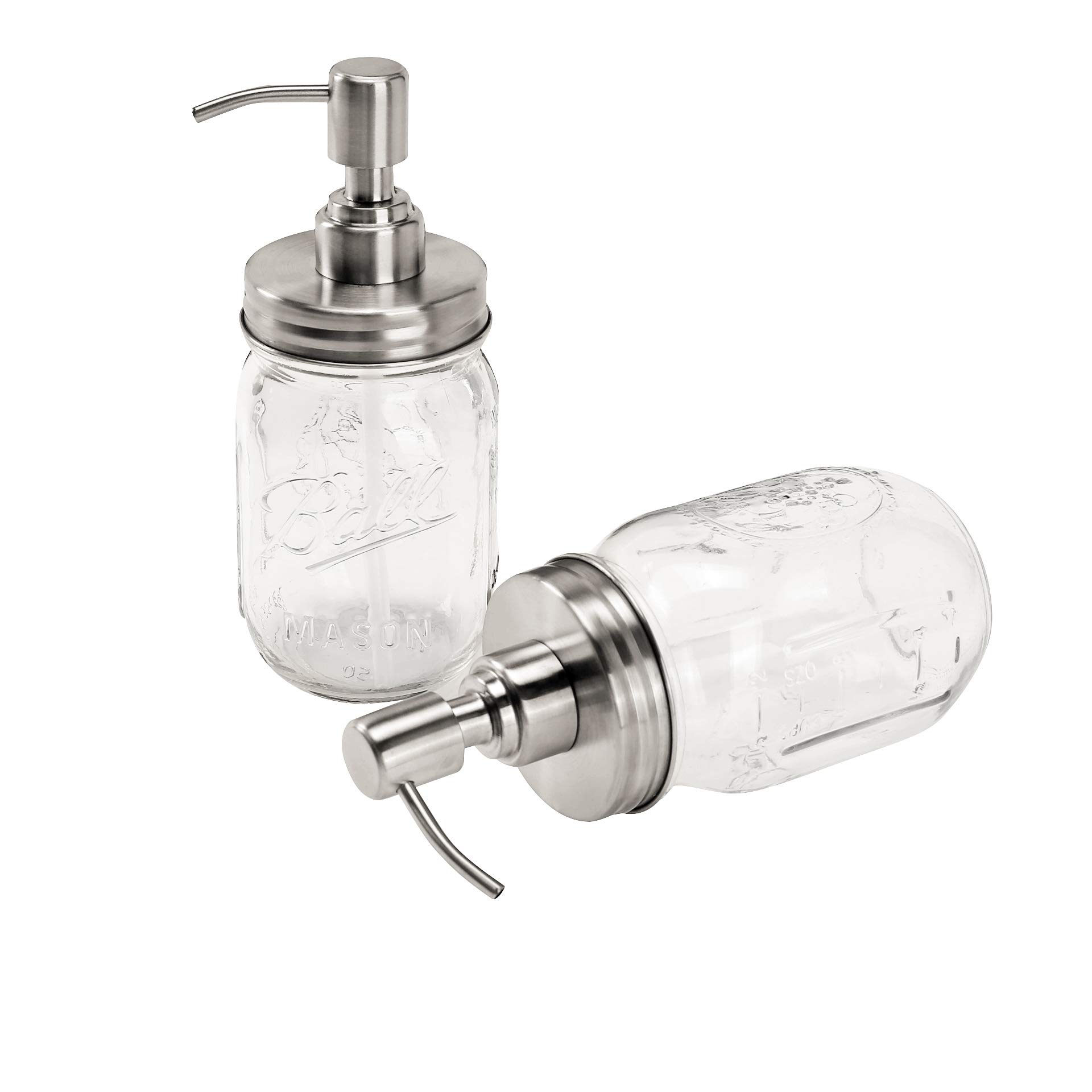 Leopardprintfans Rust Proof Mason Jar Lotion Soap Dispenser Lid-Clear Glass，304 Stainless Steel，16 Ounce