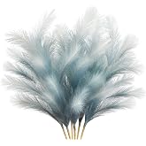 KALYLOC 6Pcs Blue Faux Pampas Grass, Fluffy Artificial Bulrush Branches | Filler Tall Pampas Grass Reed, Non-Shedding, Colorful, Vase Filler, Boho Decor, Elegant and Trendy, for Living Room