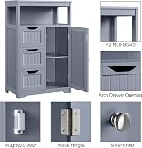Yaheetech Bathroom Storage Cabinet with 3 Drawers 1 Door Gray view 7