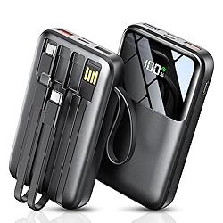 Portable Charger with Built in Cable, 15000mAh