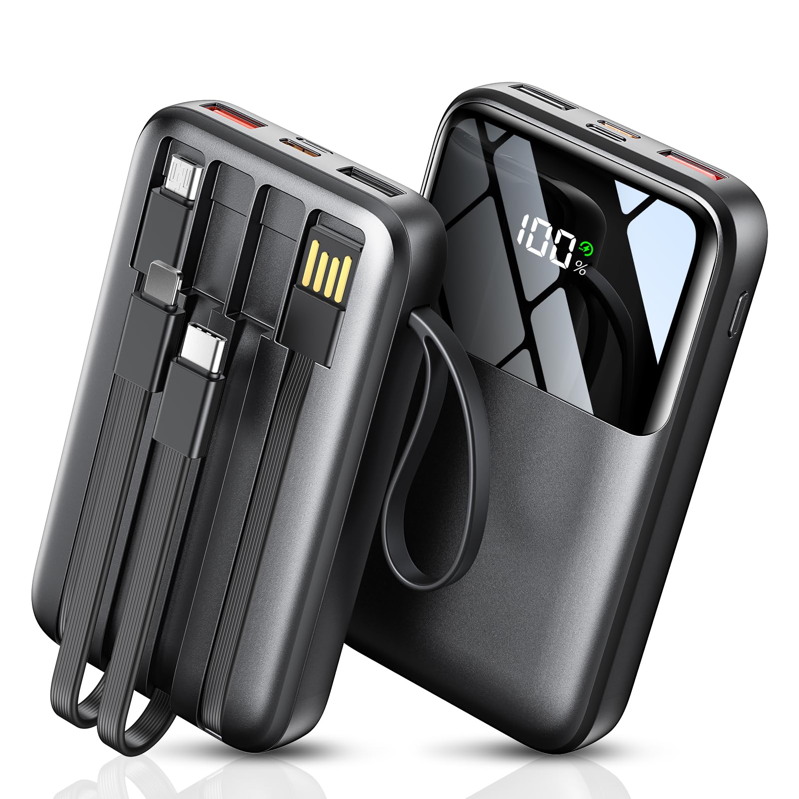 Portable Charger with Built in Cable, 15000mAh