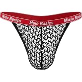 MOB Eroticwear Adonis Thong Men's Sexy Low Rise Underwear, Stretch Micro Mesh Pouch T-Back