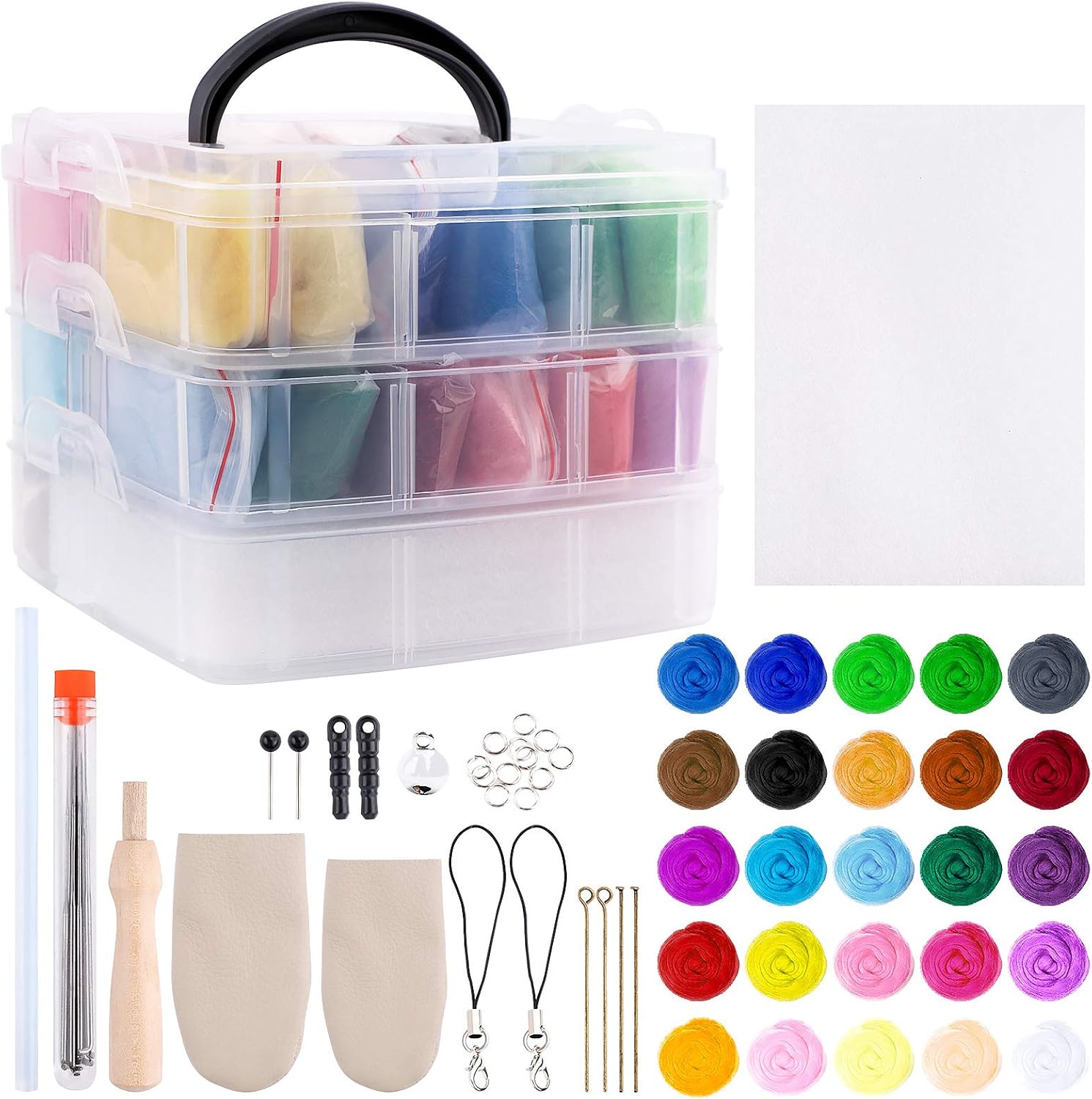 Needle Felting Starter Kits for Adults 25 Colors Spinning Wool Roving