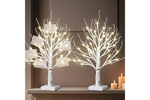 BDUSXYZ Money Tree Gift Holder Set of 2-36 LED Lighted Display Tree with Clips Lighted Tabletop Decoration Gift Card Tree (Warm White)