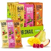30 Fruit Leather Jerky Strips Variety Pack &mdash; Kids and Adults Healthy Snacks | Pear-Apple, Raspberry and Mango Strips &mdash; Healthy Vegan Low-Carb Dried Fruit Snacks &mdash; BOB SNAIL Sugar Free Jerky Bars