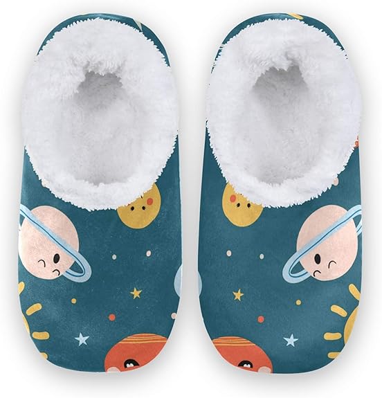 Amazon.com | Linomo Cute Planet Space Slippers for Women, Womens House Slippers Indoor Slipper 