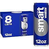 smartwater Vapor Distilled Water Cans, 12 fl oz, 8 Pack | Purified water with antioxidant selenium, and electrolytes like potassium, magnesium and calcium