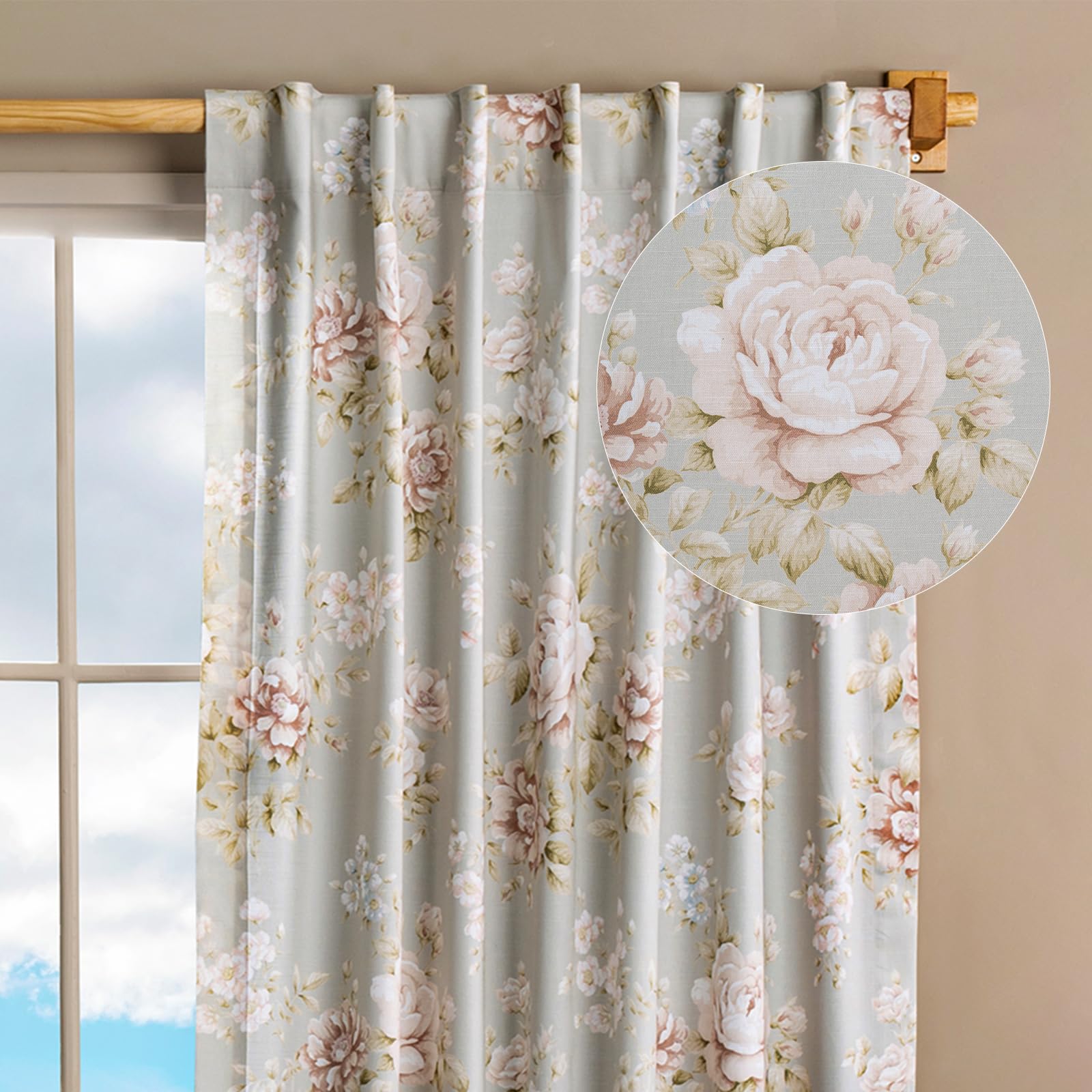 Maison d' Hermine Curtains for Living Room 100% Cotton 124 inch Length One Panel Light Filtering Curtains for Windows with Rod and Loop Pockets Gifts for Mothers Day (Newbury - Pewter, 50"W x 124"L) Image