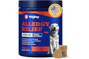 YoYoBay Dog Allergy Relief Chews – 180 Soft Chews, Duck & Pear Flavor - Immune Support & Itch Relief with Colostrum, Astragalus Root, 6-Strain Gut Health Blend